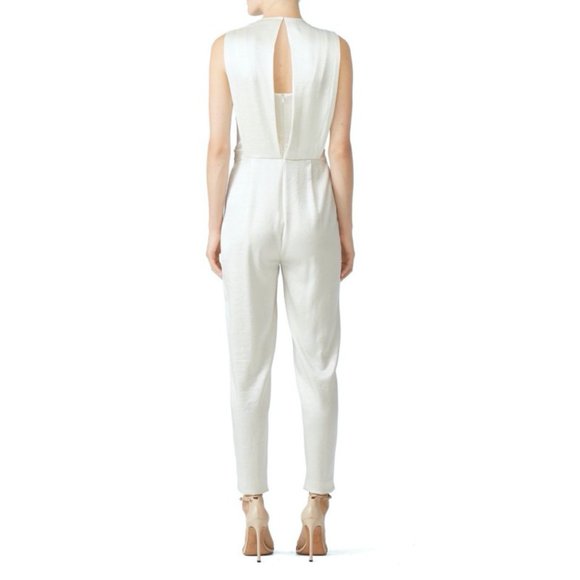 Theory Ivory Jumpsuit Ramaline Shiny Chic Elegant - Picture 2 of 8